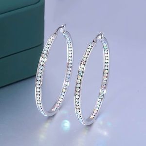 CiNily Mult-colors Crystal Stainless Steel Big Hoop 2" Earring Hypoallergenic